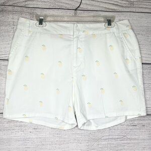 White Lemon Print Women's Shorts Size 10 Andrew Marc New York Casual Fruit Fun